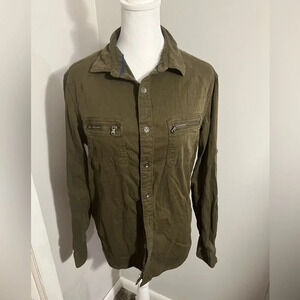 Rock & Republic army green button down women’s‎ shirt